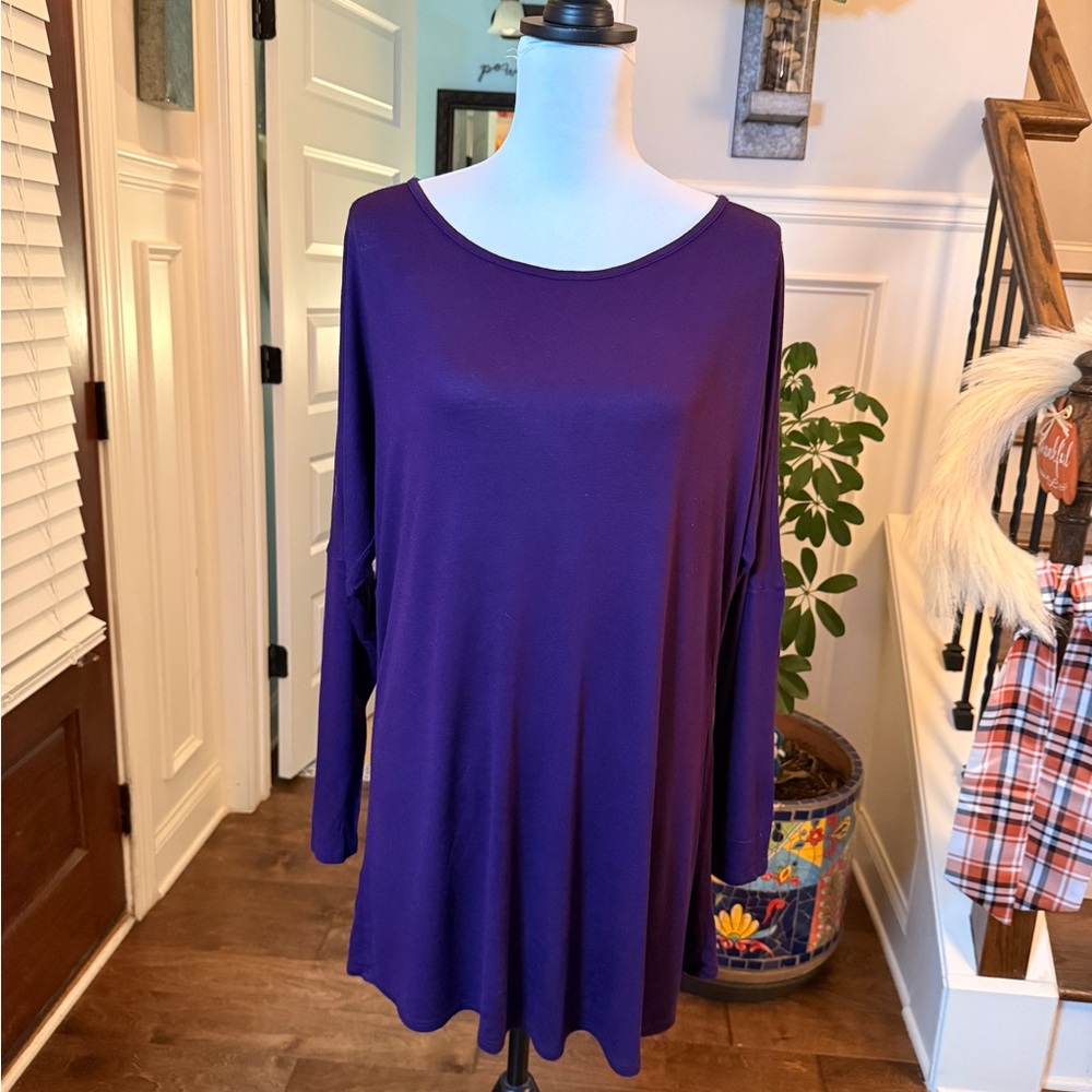 Brenda’s EUC 3/4 Dolman Sleeve Dark Purple Oversized Shirt/Tunic